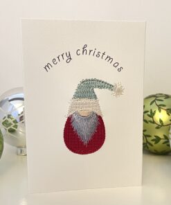 Christmas Gnome Embroidered Card