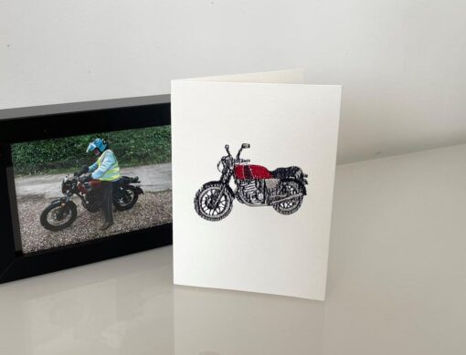 Motorbike Embroidered Card