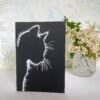 Cat Silhouette Embroidered Card