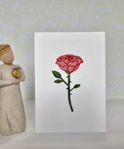 Rose Flower Embroidered Card