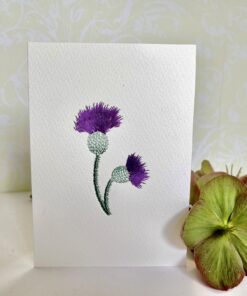 Thistle Flower Embroidered Card