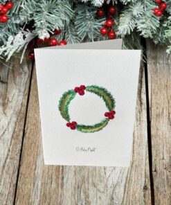 Christmas Wreath Embroidered Card